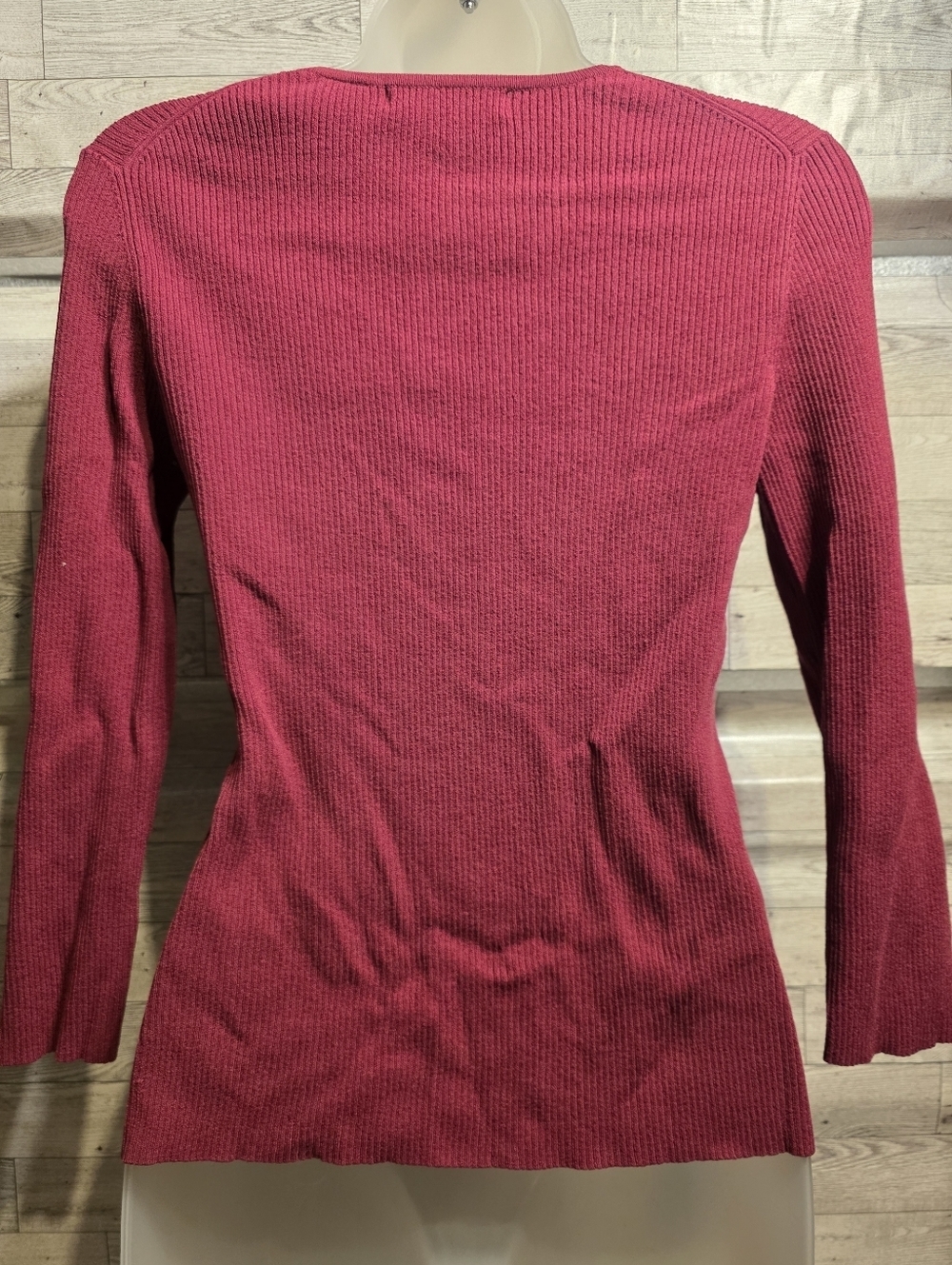 Express Rose Pink Ribbed V-Neck Button Cardigan - Picture 3 of 3